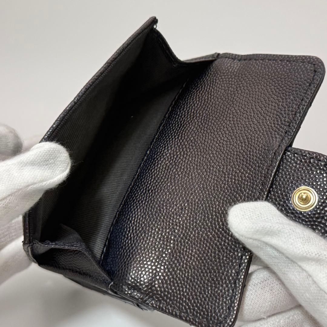 【美品】シャネル　CHANEL キャビアスキン　マトラッセ　三つ折り　財布