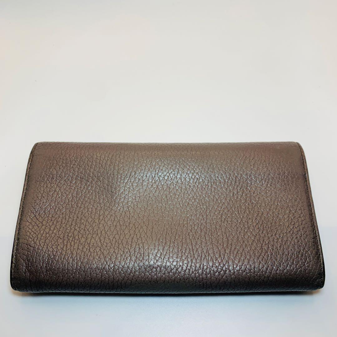 ⭐️GUCCIグッチ スウィング　長財布　シボレザー　バイカラー　グレー　ピンク