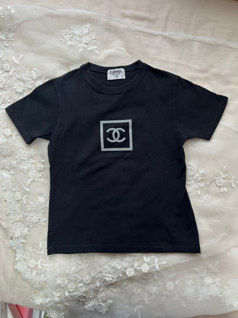 CHANEL 半袖Tシャツ 黒 ロゴプリント