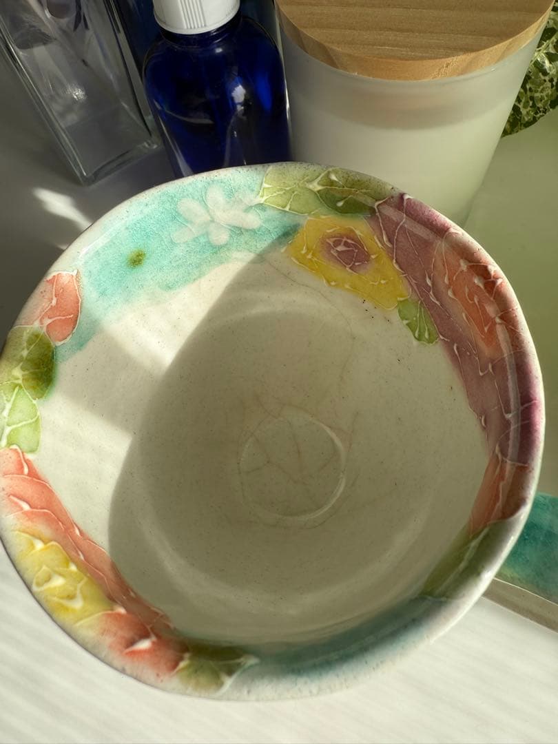 工房ゆずりは　花柄陶器ポット