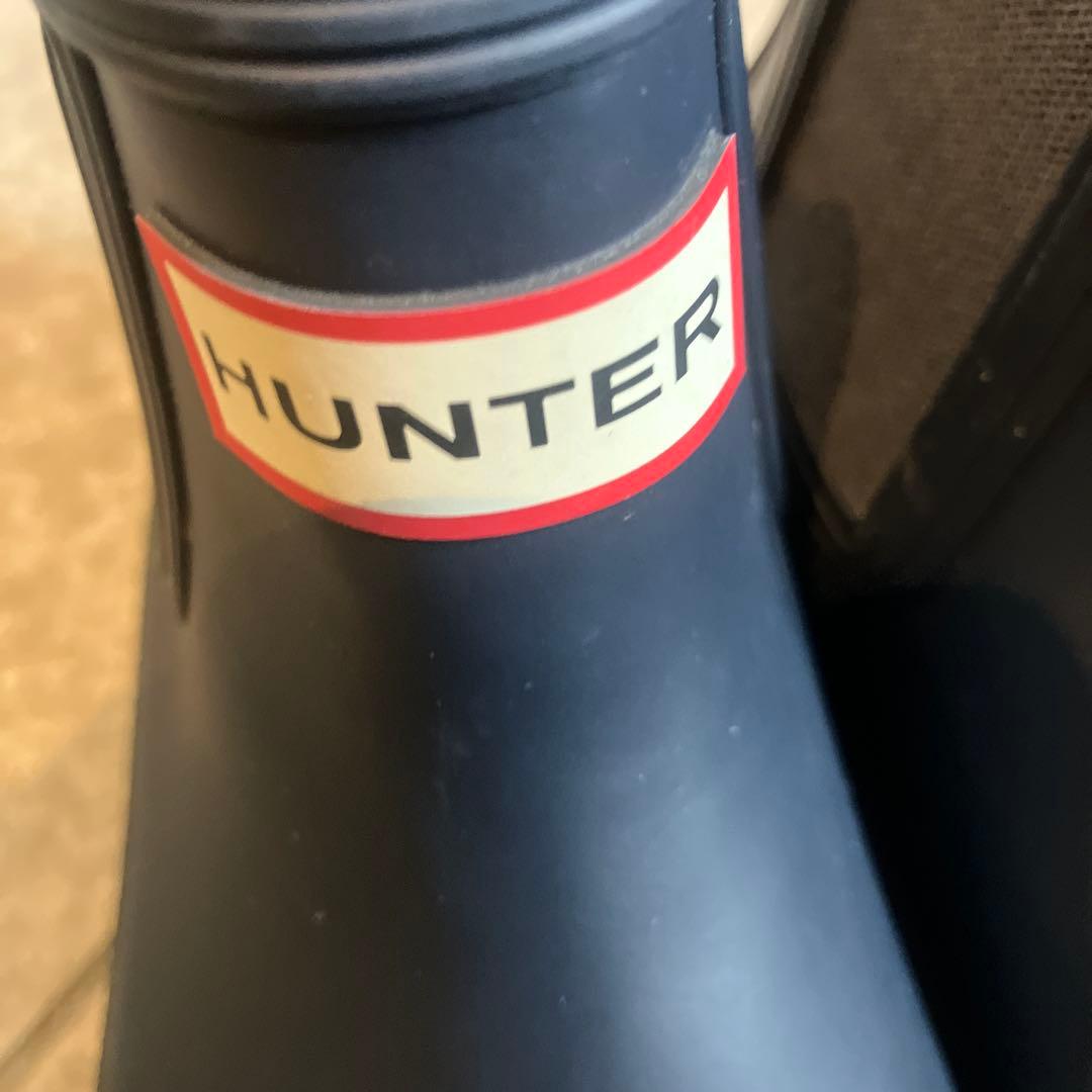 HUNTER ネイビー ショートレインシューズ