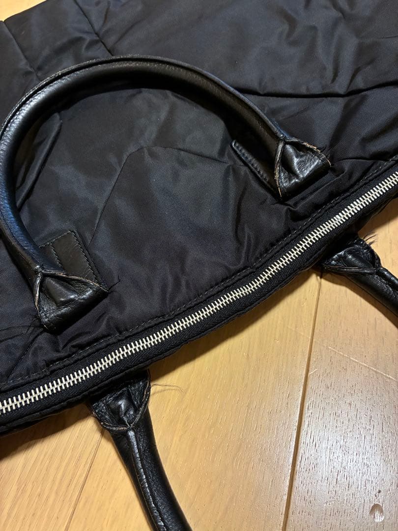 Yves Saint Laurent ブラック ボストンバッグ ナイロン×レザー