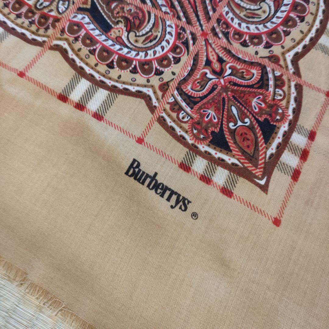 な6 超美品　バーバリー　Burberrys ペイズリー チェック 大判ストール