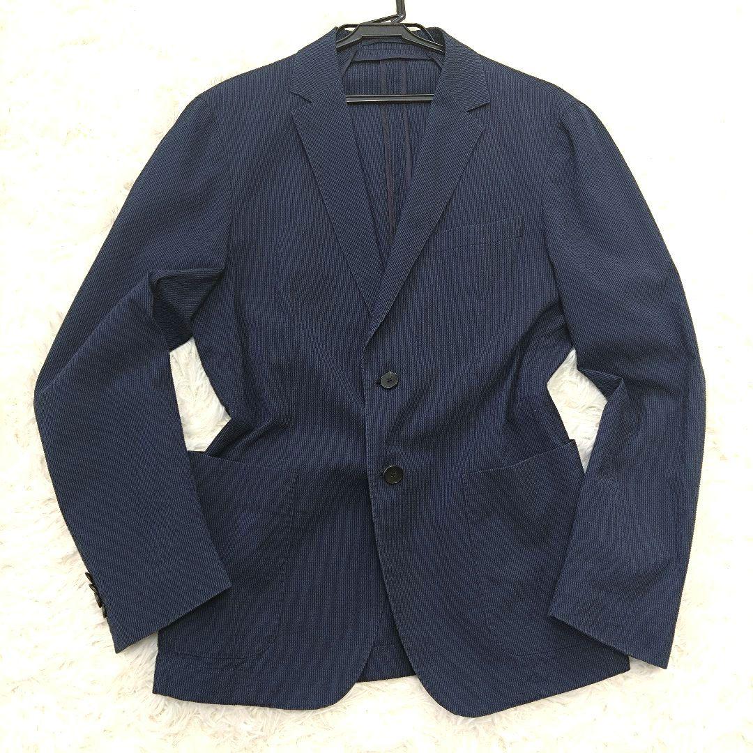 ヒューゴボス marzotto テーラードジャケット ストレッチ ネイビー L