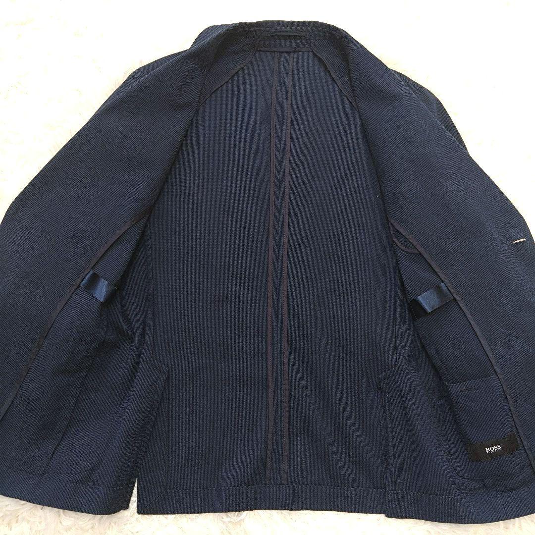 ヒューゴボス marzotto テーラードジャケット ストレッチ ネイビー L