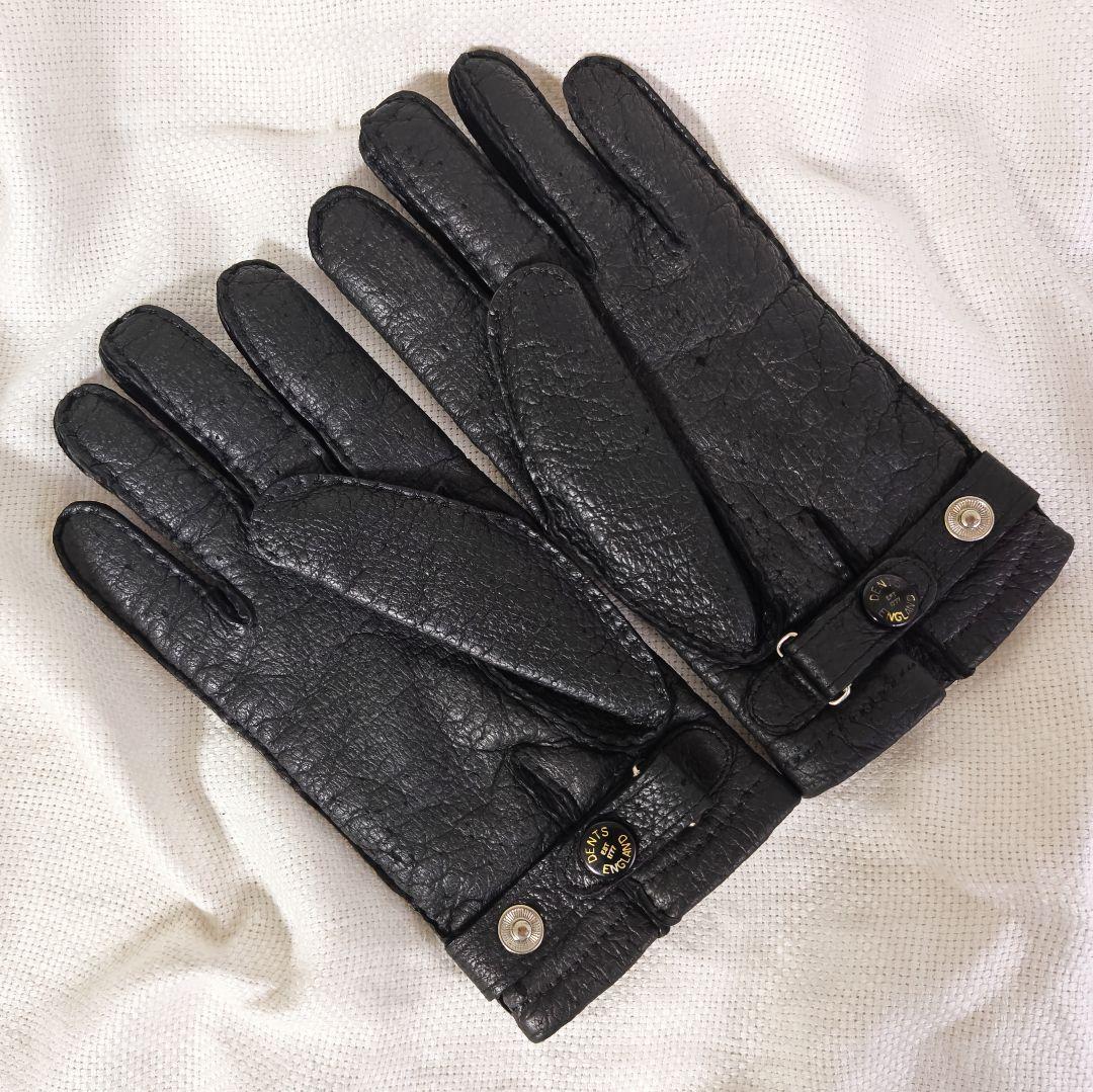 デンツDENTSハンドソーイングカシミヤライニングペッカリーレザーグローブ手袋黒