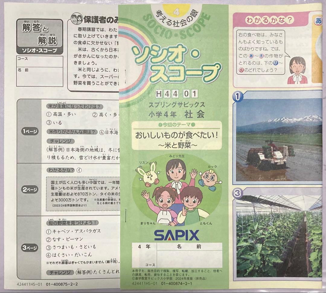 サピックス SAPIX 小学4年生 2024年 社会 テキスト 1年分 セット