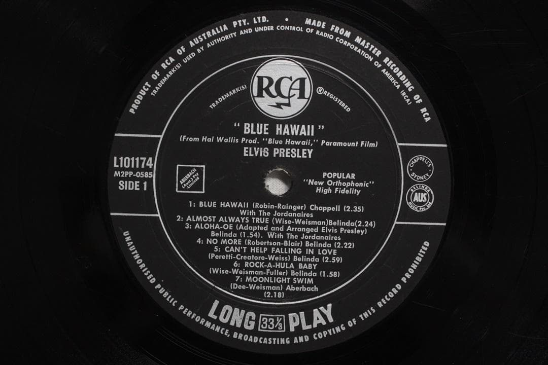 豪LP Elvis Presley Blue Hawaii オーストラリア盤モノ