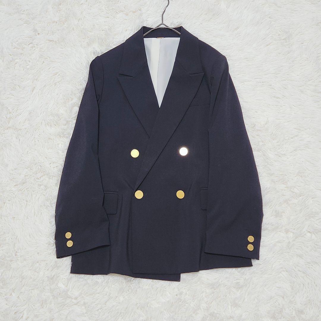 MilaOwen ミラオーウェン金ボタンダブルブレストコンパクトジャケット紺ブレ