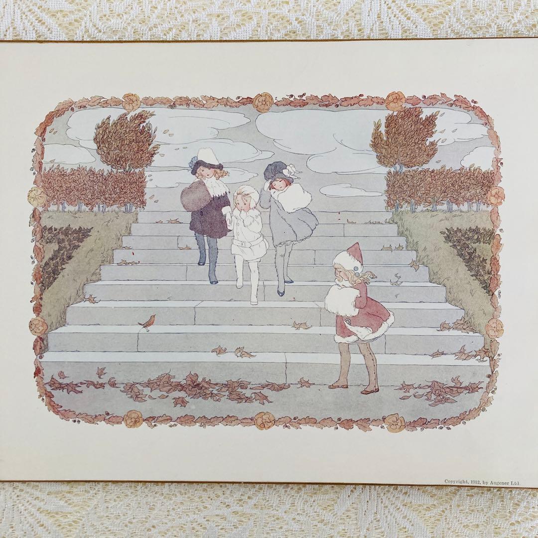 洋書古書　希少な楽譜絵本　1912年発行　ル・メールの淡く繊細で優雅なイラスト♡