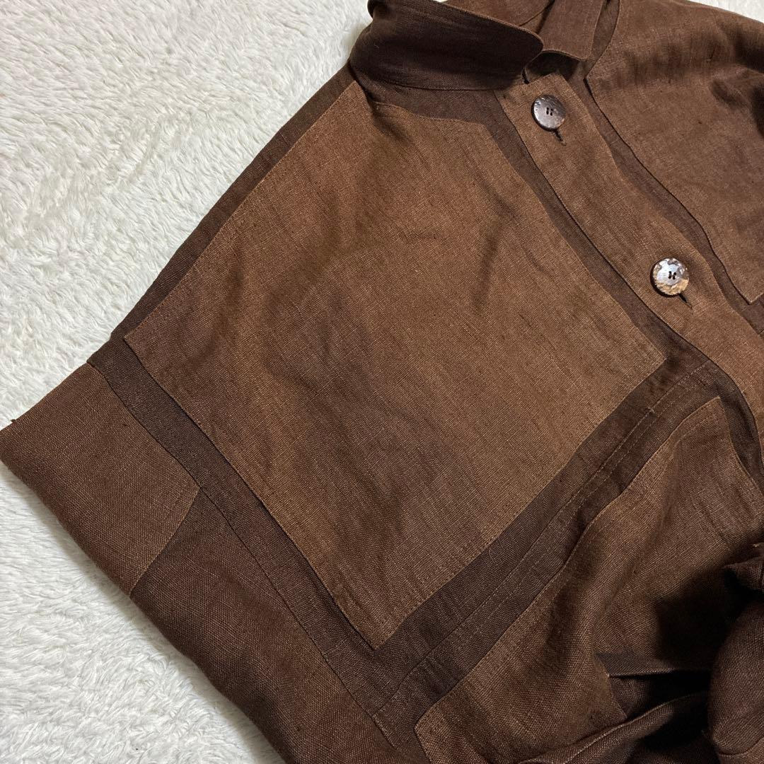はち・はち　天然染め　リネンコート　ゆったり　男女兼用　日本製　ハンドメイド