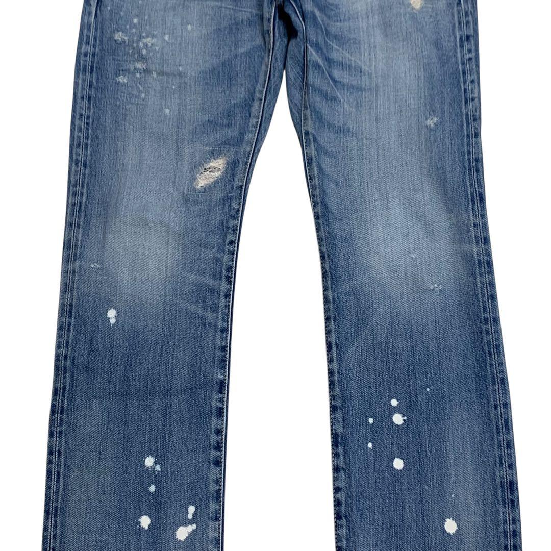 ヒステリックグラマー　ペイントダメージストレートデニムパンツ　W30