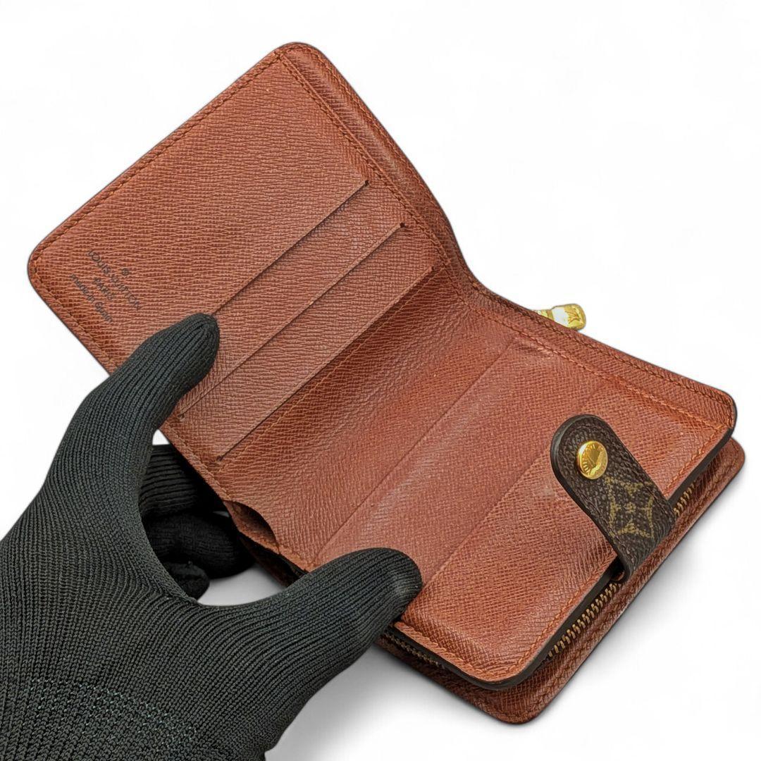良品 ルイヴィトン コンパクトジップ モノグラム 二つ折り財布 ①