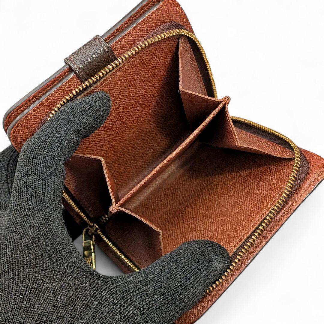 良品 ルイヴィトン コンパクトジップ モノグラム 二つ折り財布 ①