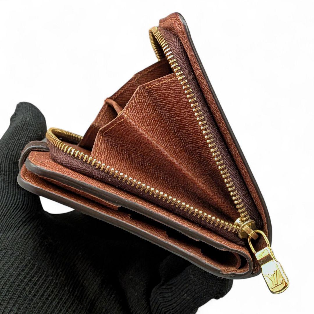 良品 ルイヴィトン コンパクトジップ モノグラム 二つ折り財布 ①