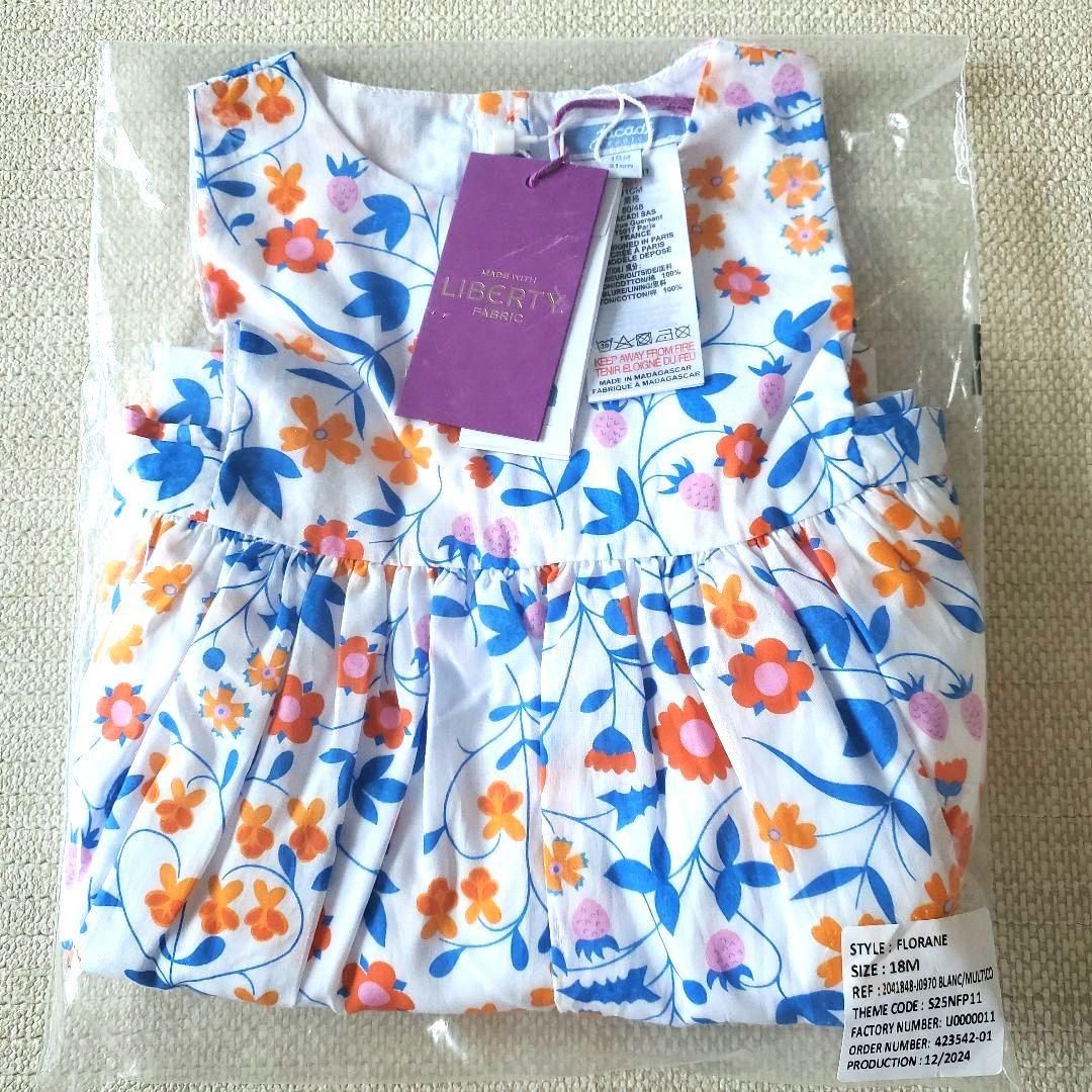 最終【未使用タグ付き】Liberty ジャカディ　花柄 ワンピース 18M