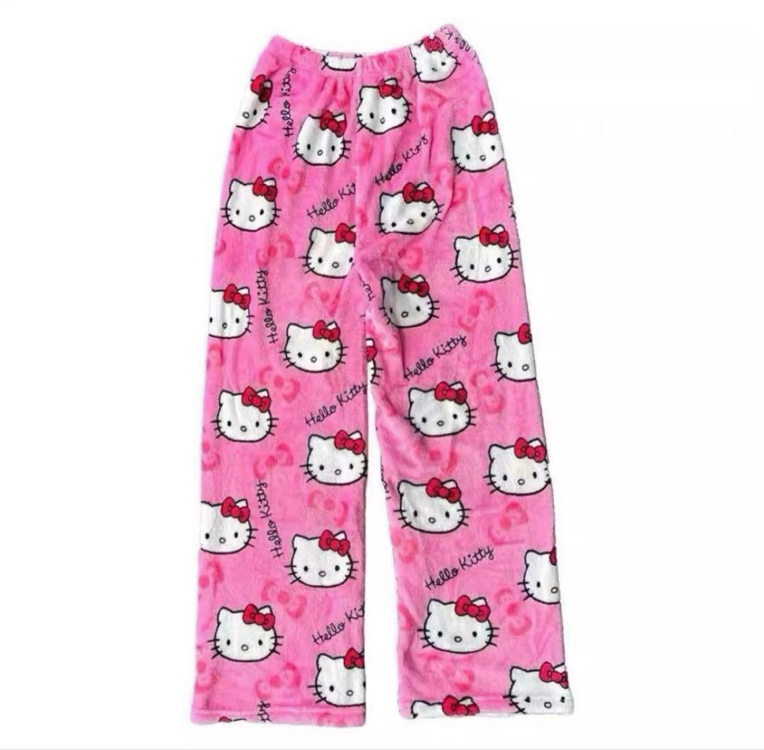 最安値❣️ハローキティ フリース パジャマパンツ キティちゃんズボン XXL