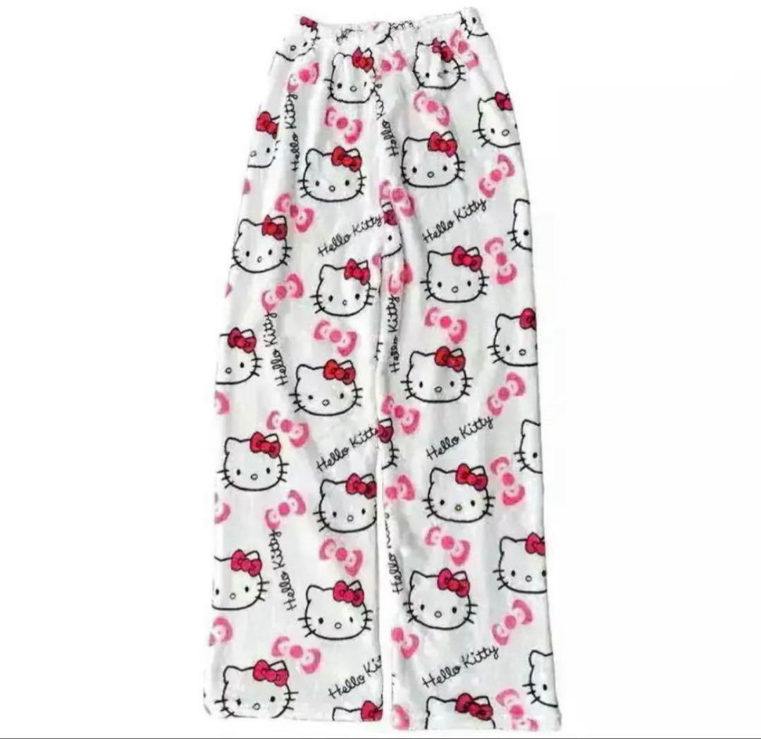 最安値❣️ハローキティ フリース パジャマパンツ キティちゃんズボン XXL