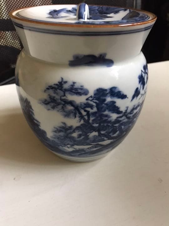水指　茶道具　時代茶道表千家裏千家絵付け陶器骨董茶道具和風インテリア置物花器壺