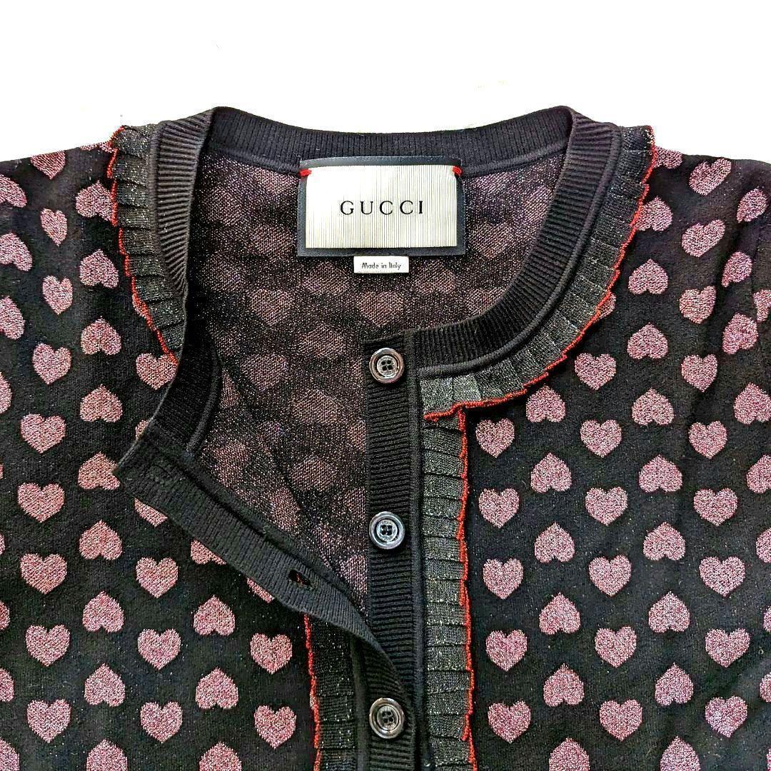 【美品】GUCCI グッチ ニットカーディガン ハート柄