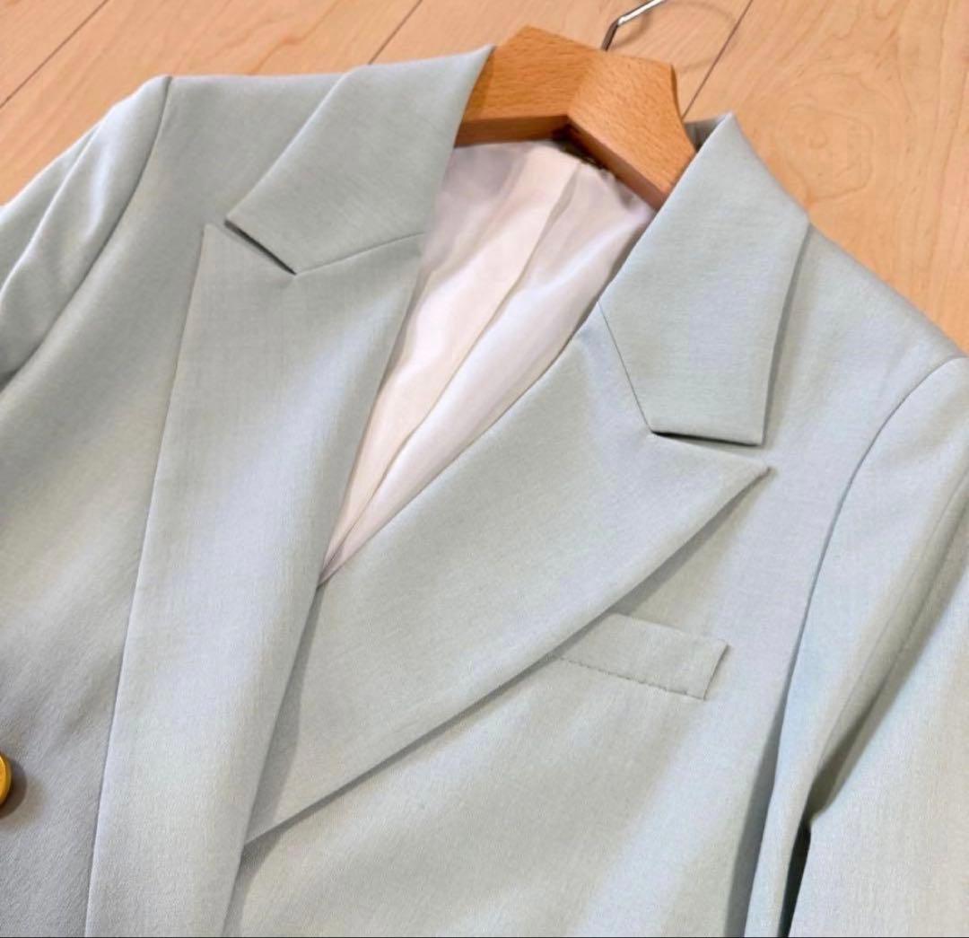 【新品タグ付】定価1.7万24ss MilaOwen 金釦ダブルジャケットミント