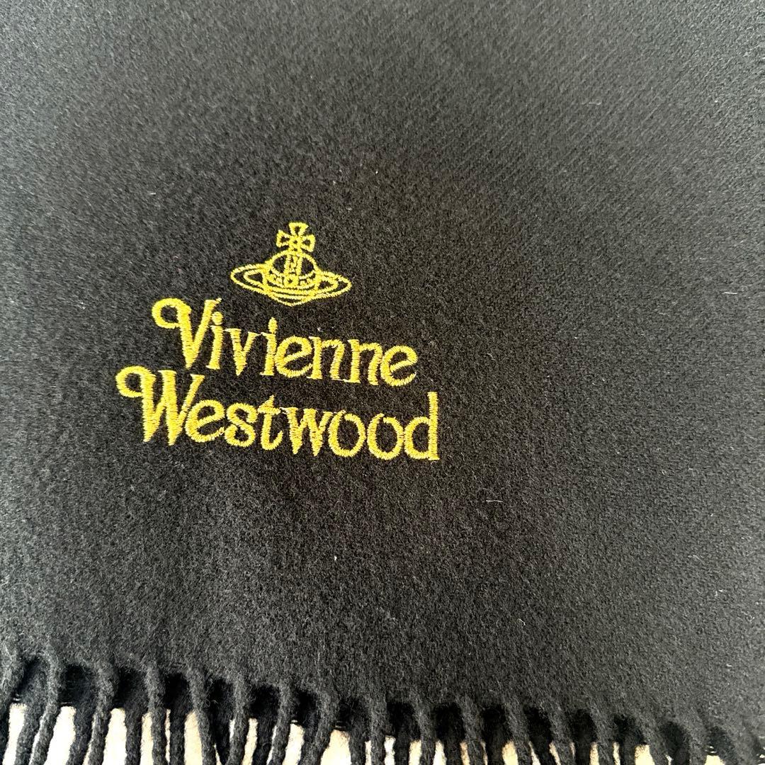 美品　Vivienne Westwood マフラー　ブラック　黒　ゴールドロゴ