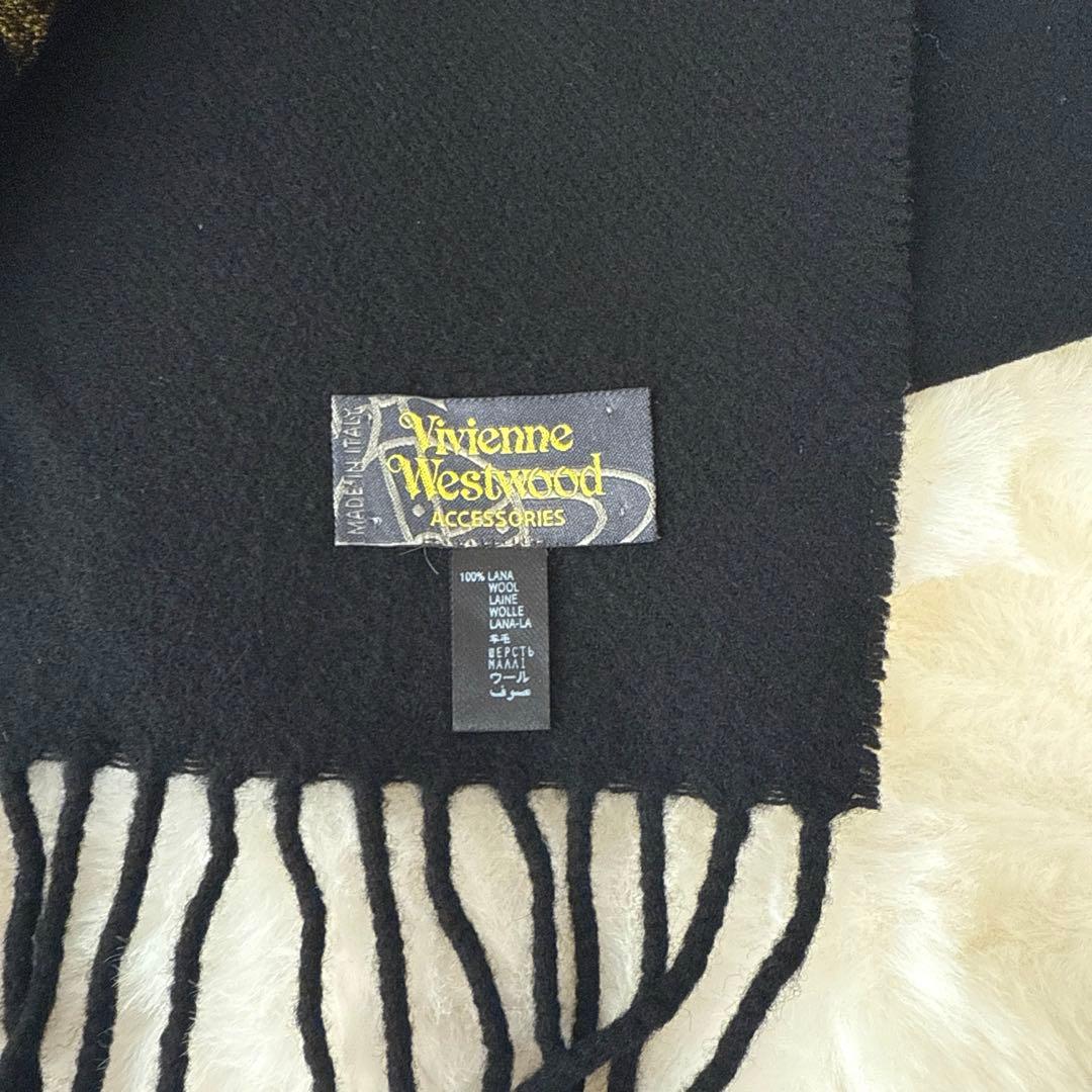 美品　Vivienne Westwood マフラー　ブラック　黒　ゴールドロゴ