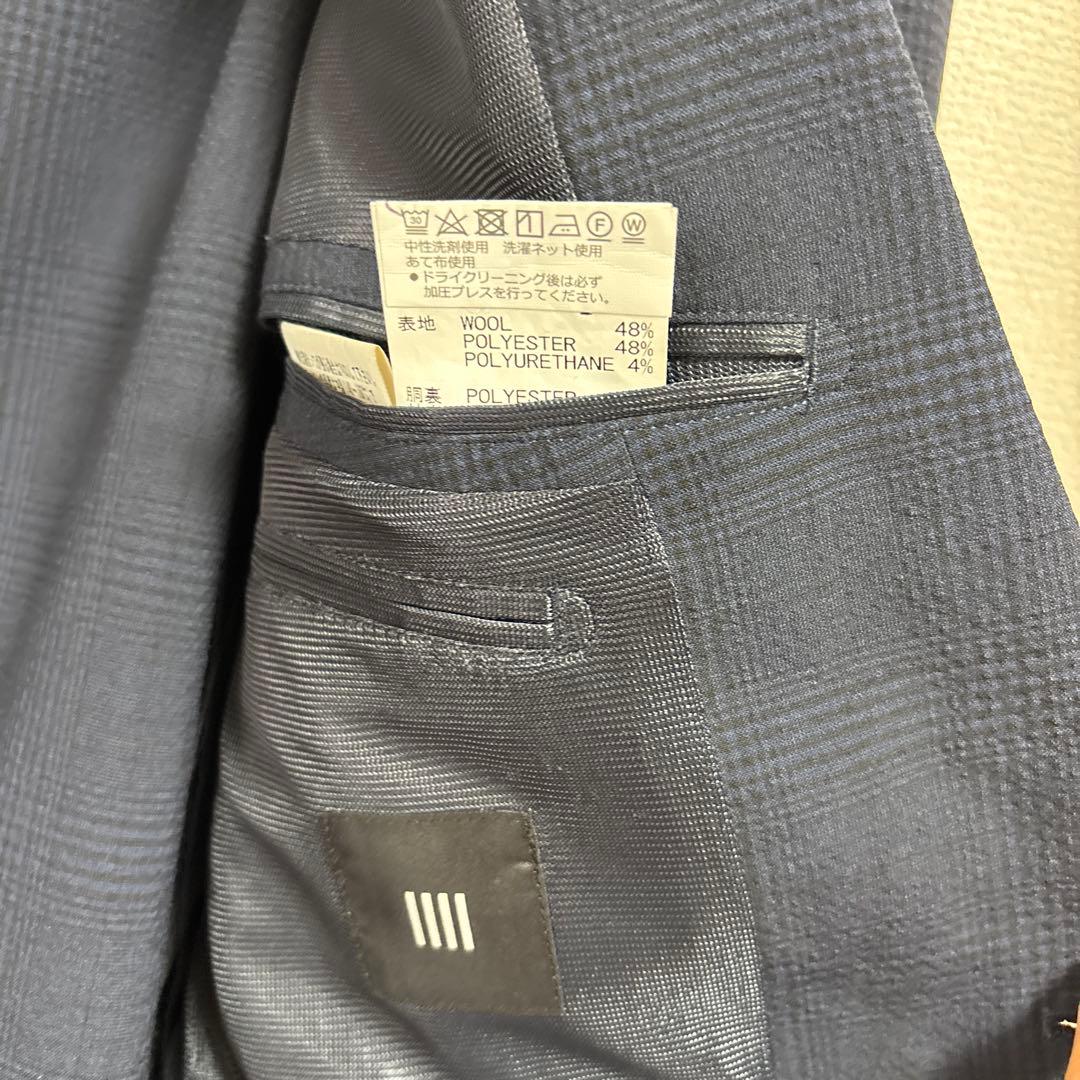 SUIT SELECT ネイビー チェック柄 スーツセットアップAB6