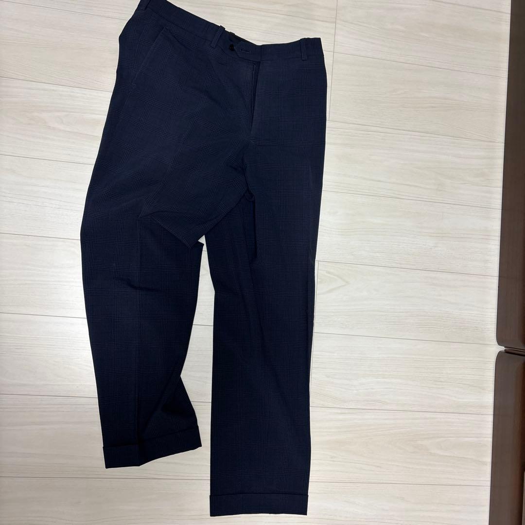 SUIT SELECT ネイビー チェック柄 スーツセットアップAB6