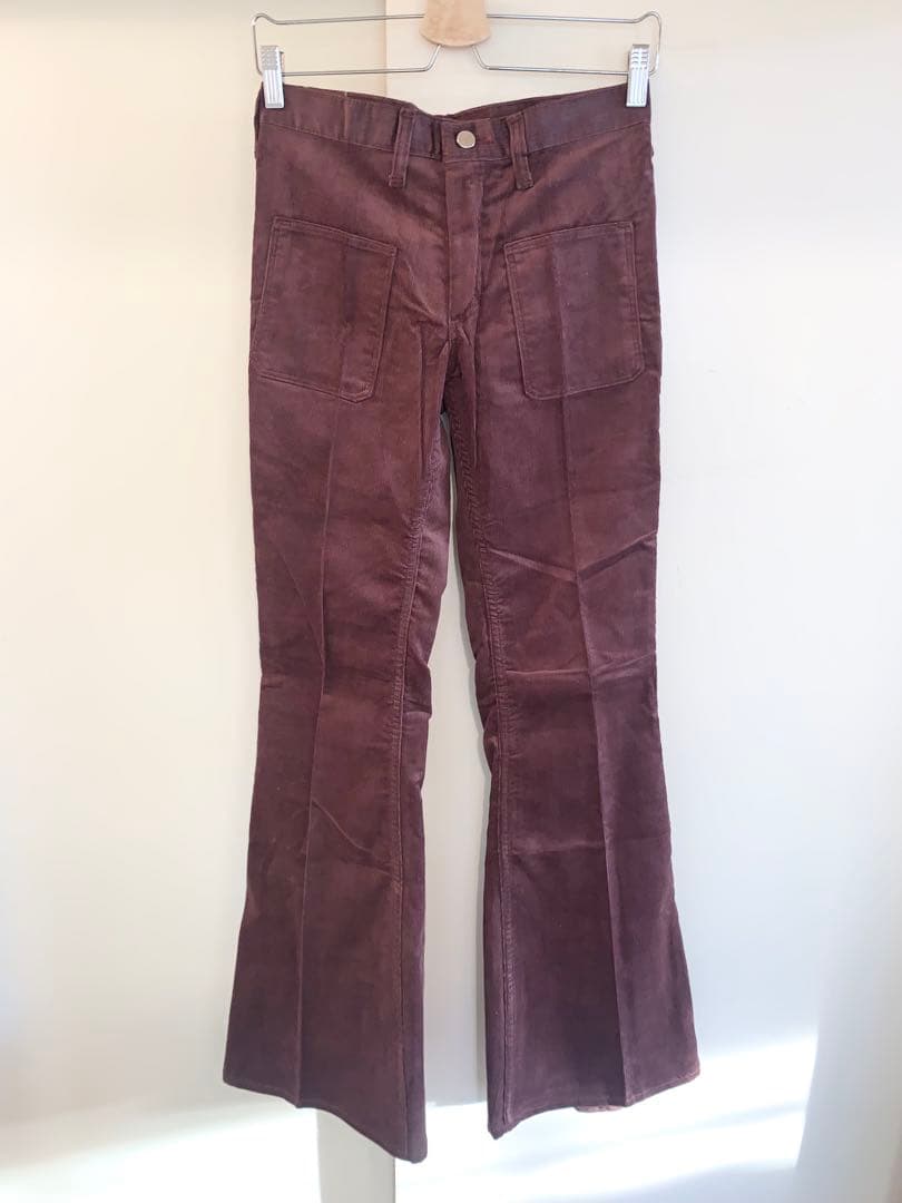 希少70’s Wranglerデッドストックコーデュロイベルボトムベルギー製茶系