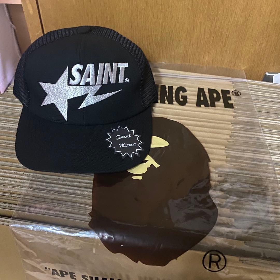 セントマイケル　BAPE_MESH CAP BLACK