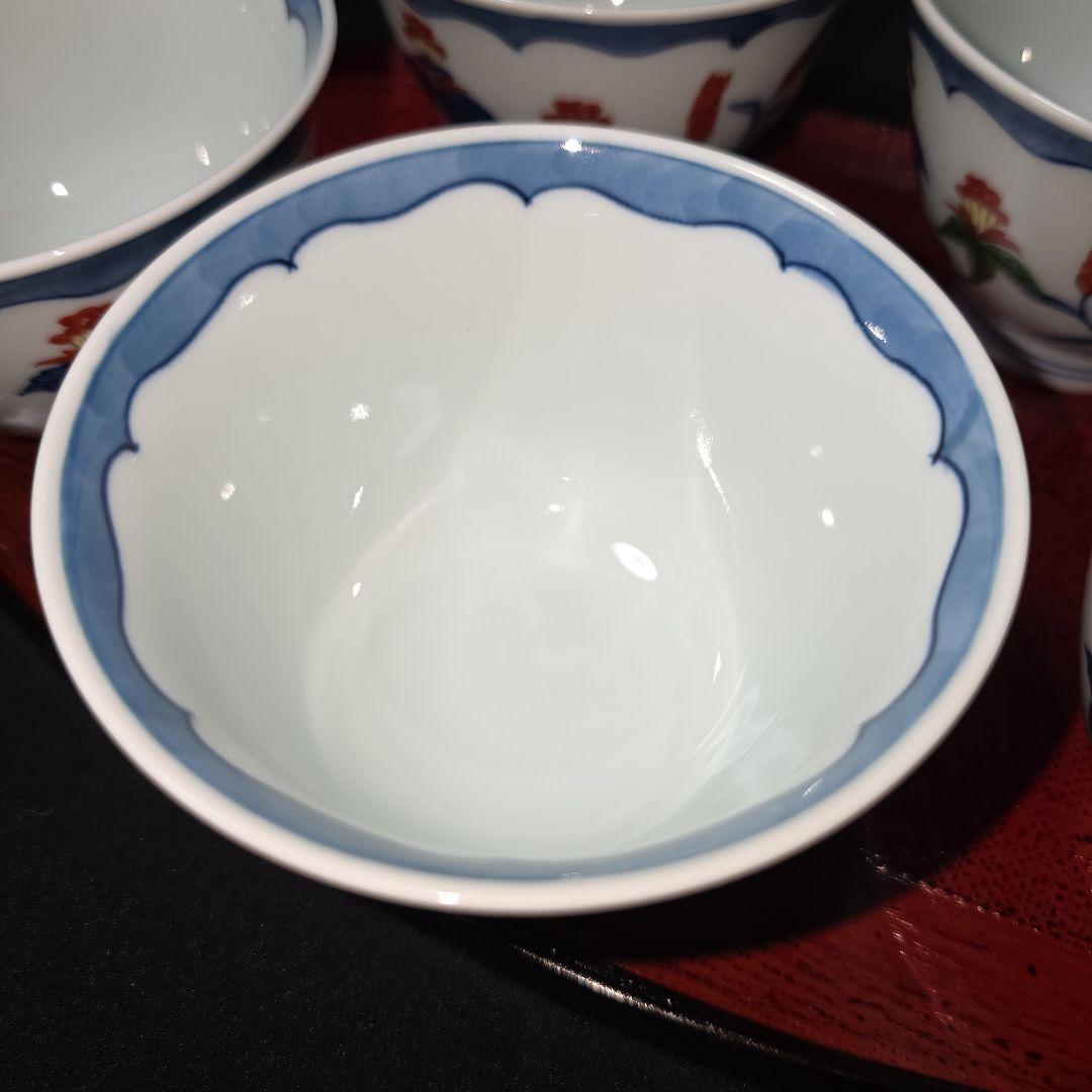 源右衛門 染錦桐草花 湯呑５客