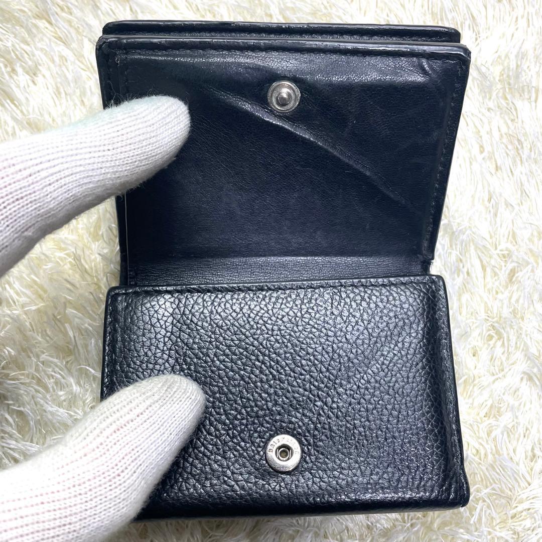希少 バレンシアガ エブリデイ 三つ折り財布 コンパクト シボ皮 ブラック