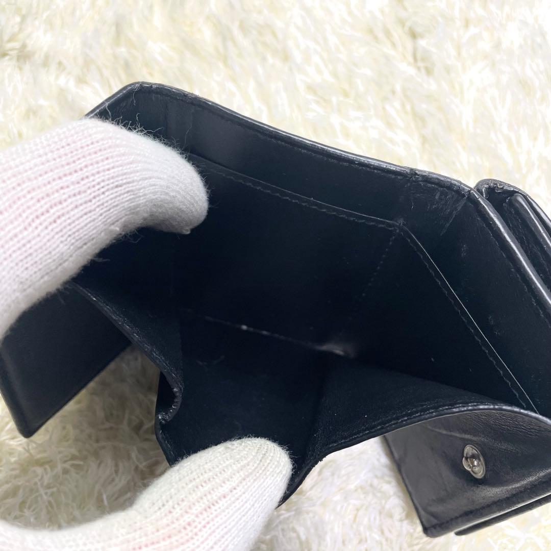 希少 バレンシアガ エブリデイ 三つ折り財布 コンパクト シボ皮 ブラック