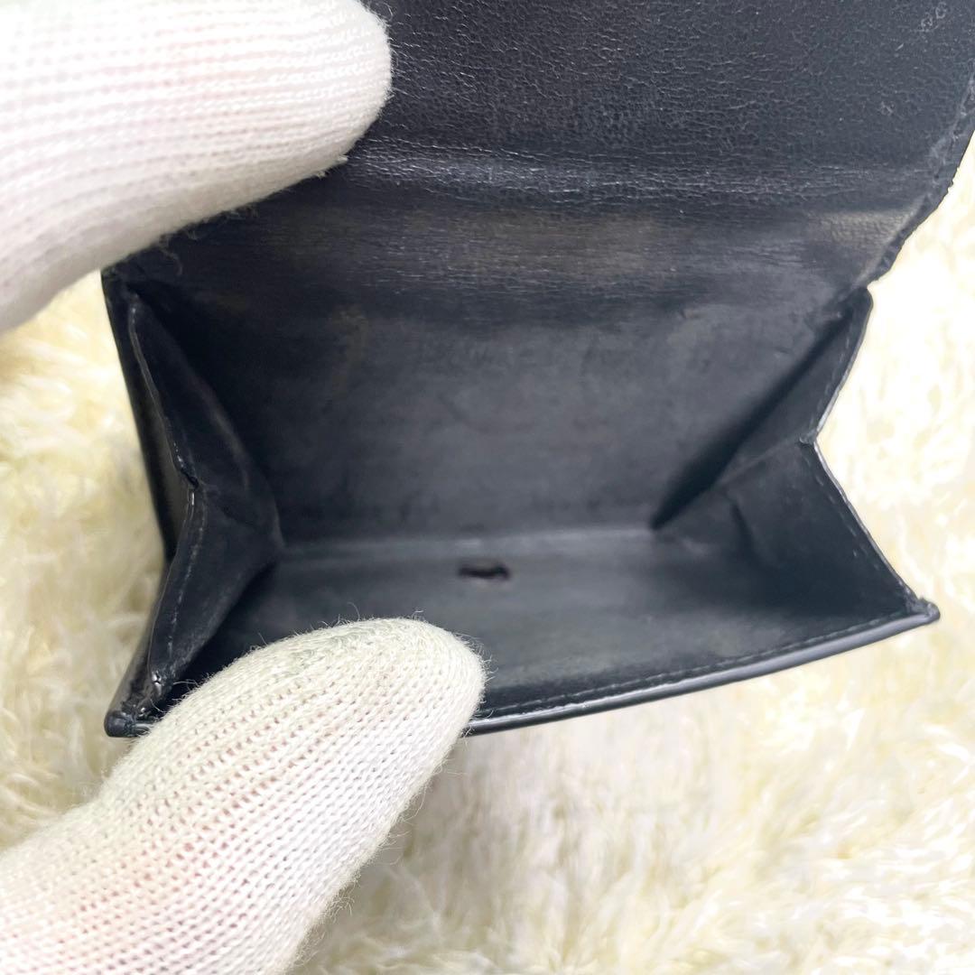 希少 バレンシアガ エブリデイ 三つ折り財布 コンパクト シボ皮 ブラック