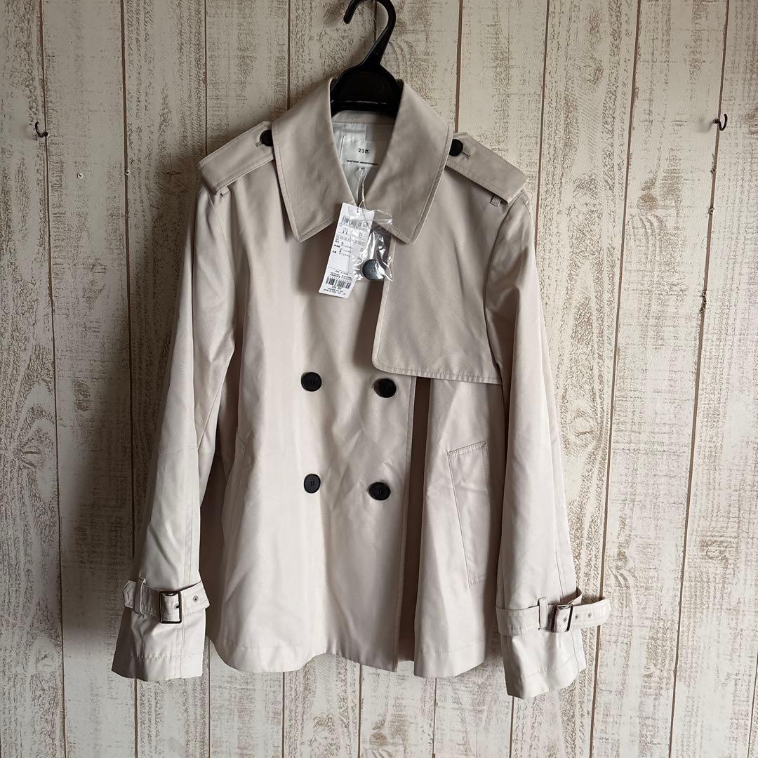 新品　23区　コットンポリエステルギャバジン ショート トレンチ コート