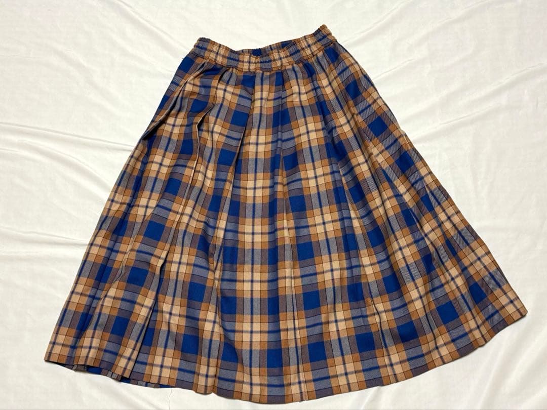 スカート MILK Check Pleats Skirt Blue & Beige