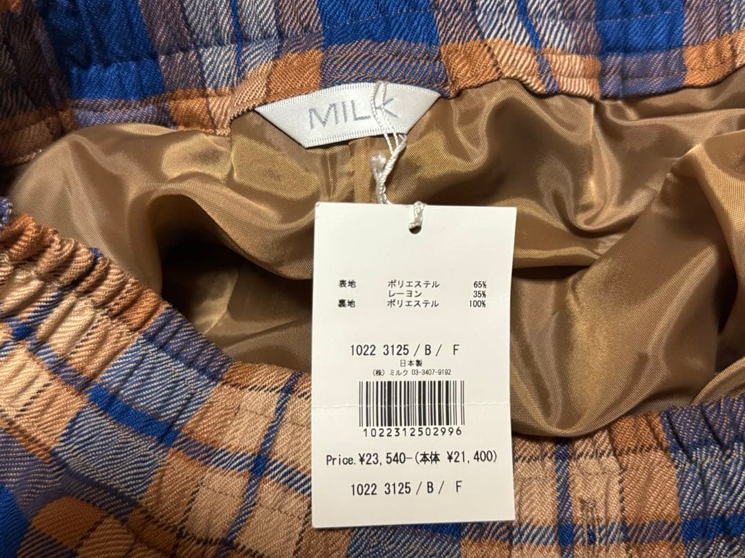 スカート MILK Check Pleats Skirt Blue & Beige