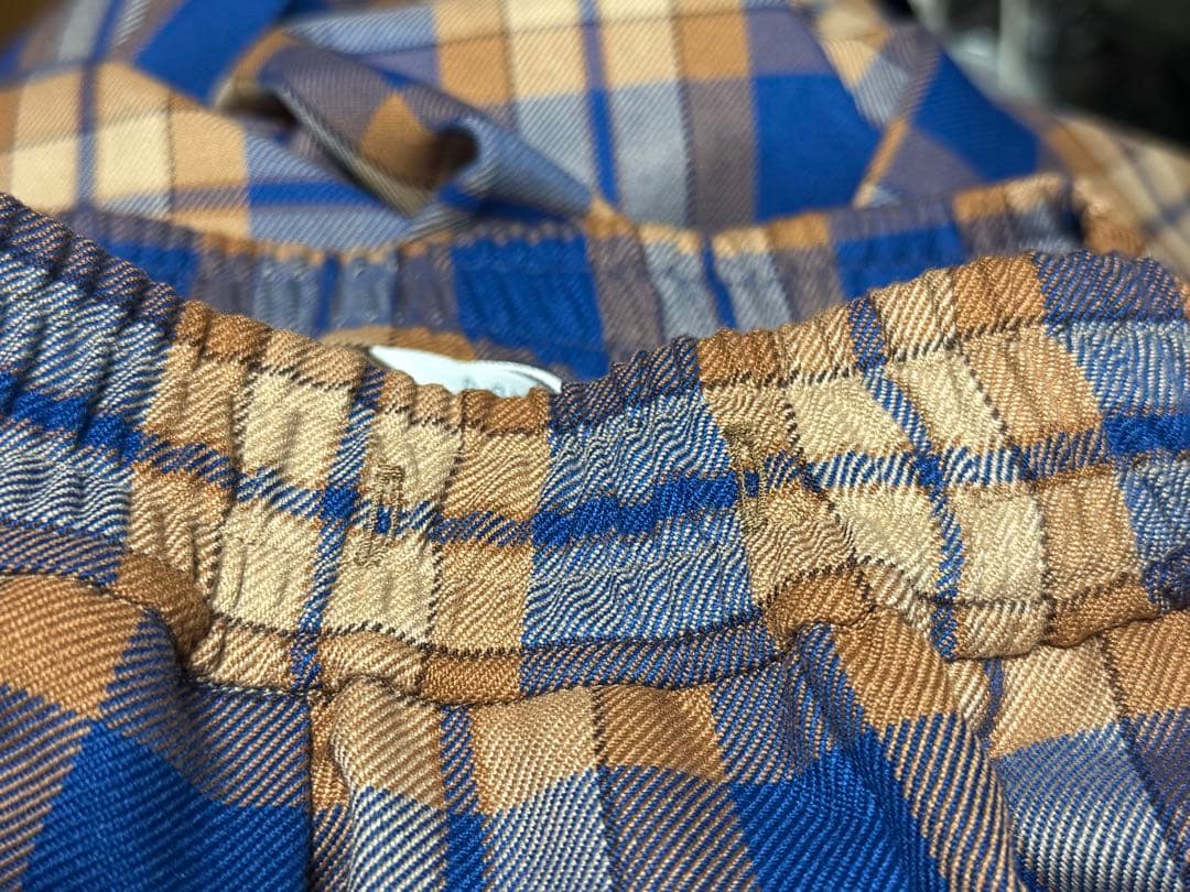 スカート MILK Check Pleats Skirt Blue & Beige