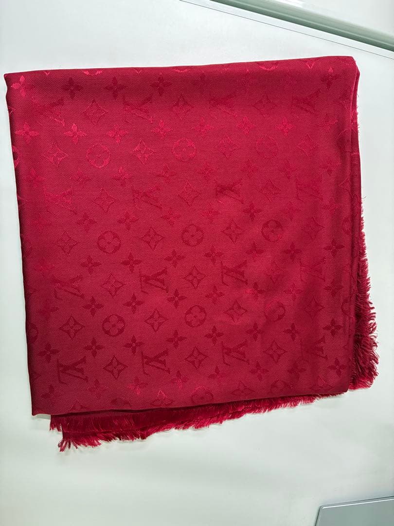 ルイヴィトン LOUIS VUITTON 大判ストール モノグラム レッド 赤