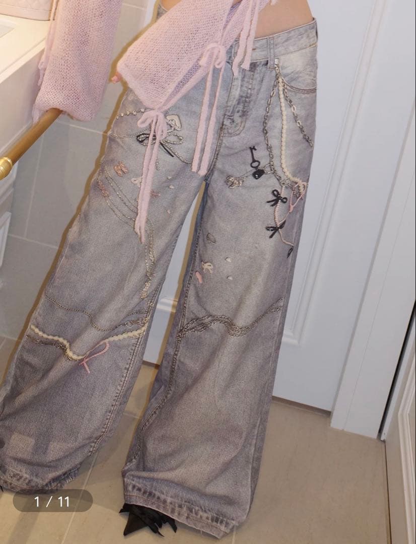 パンツ ROUGE by POMME d'amour toy print denim S