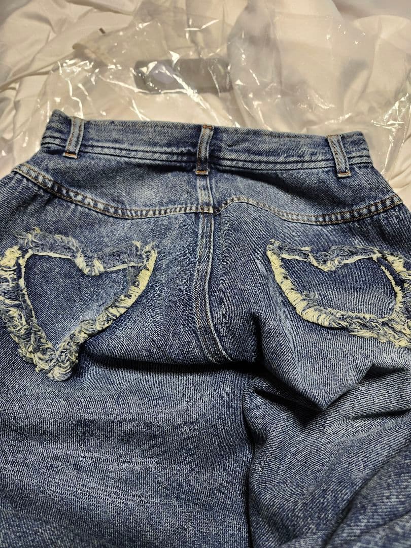 Ameri♡ HEART PATCH DAMAGE DENIM PANTS