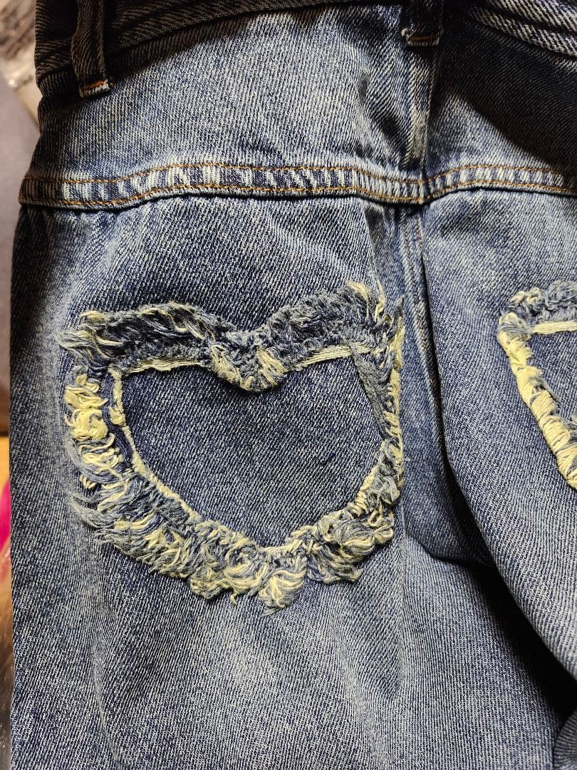 Ameri♡ HEART PATCH DAMAGE DENIM PANTS