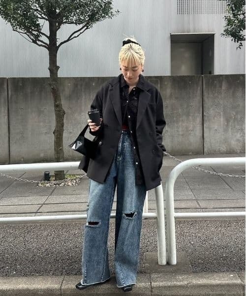 Ameri♡ HEART PATCH DAMAGE DENIM PANTS