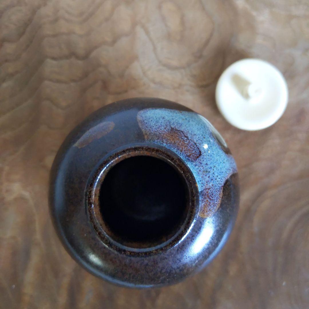 茶道具　文琳茶入　佐久間芳山　作　松古窯　仕履付　表千家　裏千家　【匿名配送】