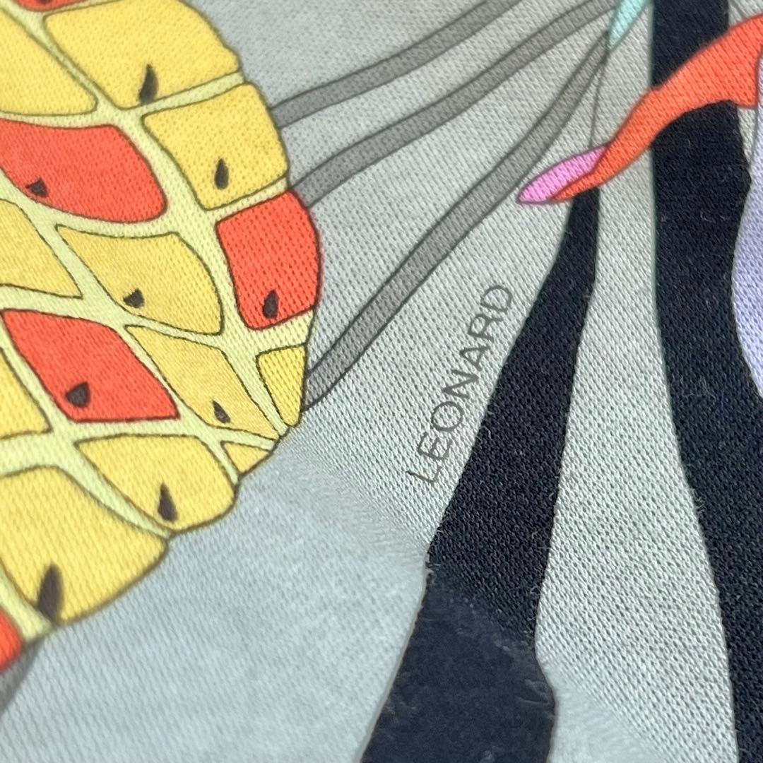 【レオナールスポーツ】コットン花柄パインプリントTシャツ☆カットソー☆半袖☆L