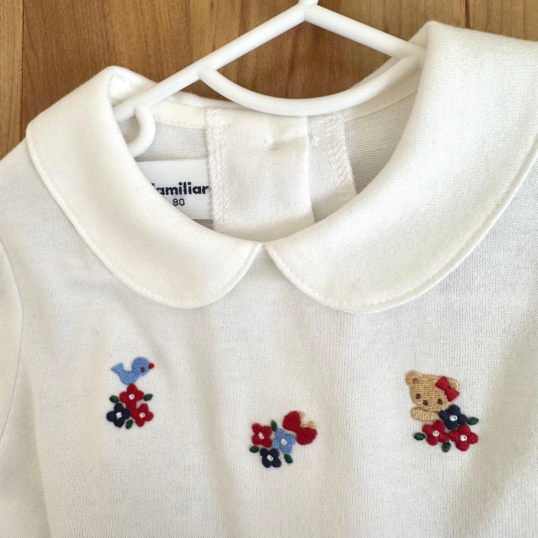 familiar 刺繍デザイン ワンピース 80