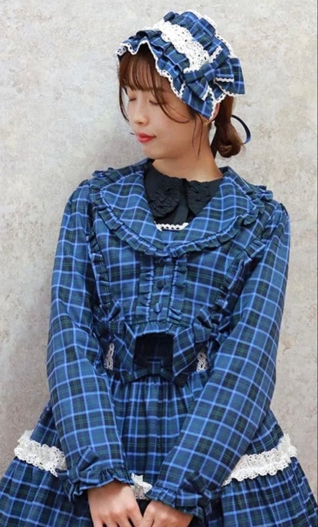 axes femme kaiwaii タータンチェック 3点セット ブルー