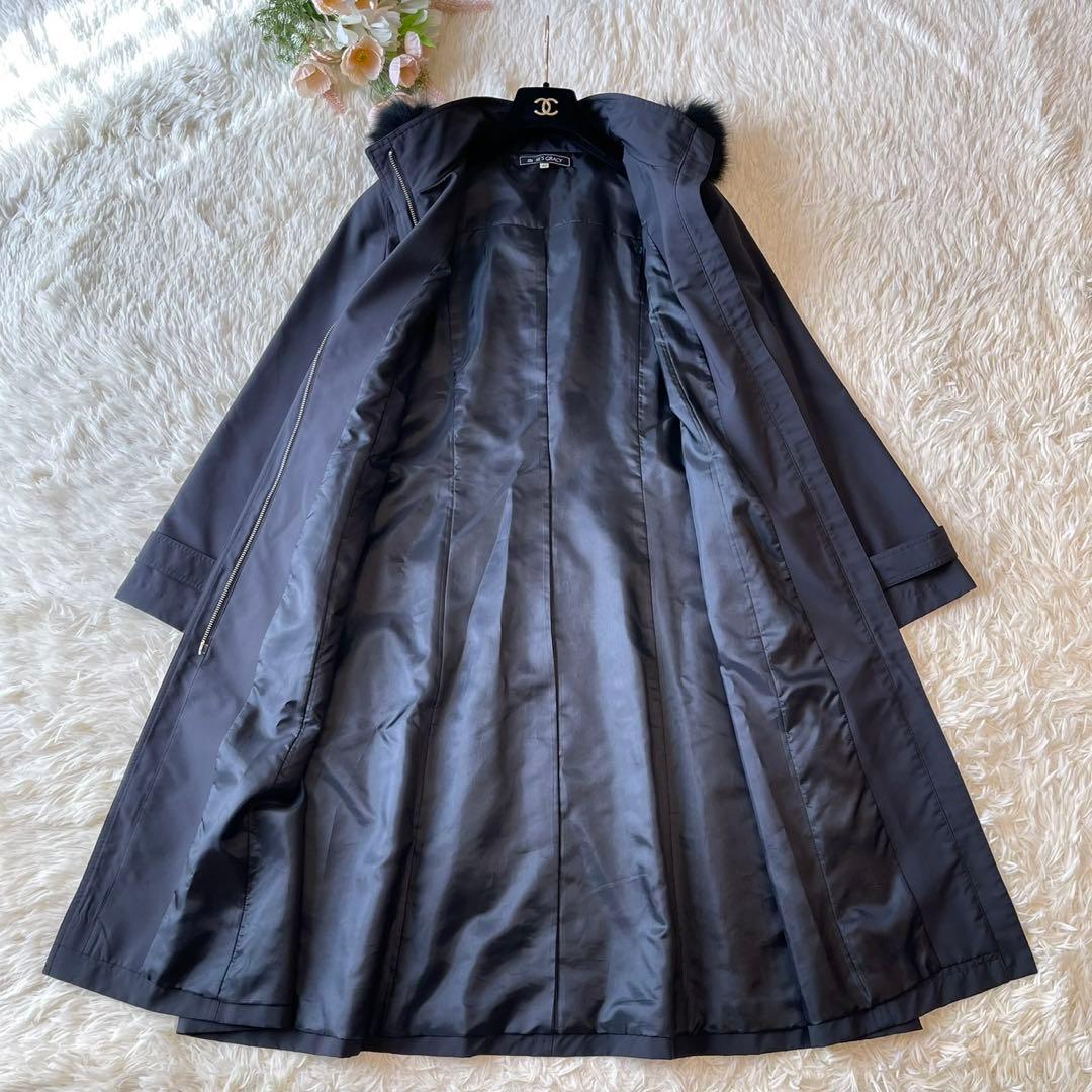 極美品 M'S GRACY ファー付き ジップアップ コート ブラック 40