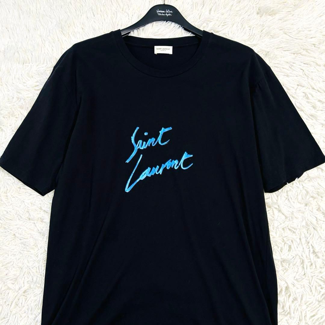 17AW✨サンローラン パリ メタリックロゴ シグネチャー Tシャツ カットソー